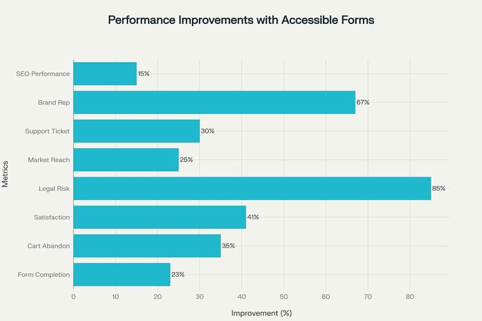 Performance improvements achieved by implementing accessible forms across key business metrics.